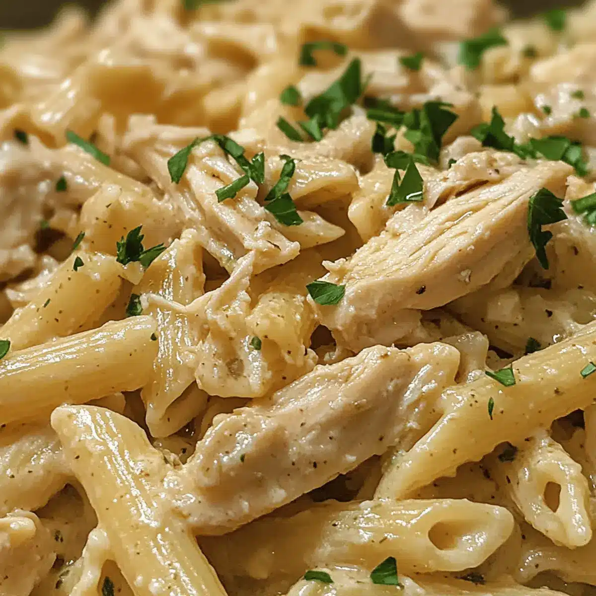 Crockpot Garlic Parmesan Chicken Pasta