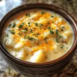 Hearty Cheddar Garlic Herb Potato Soup