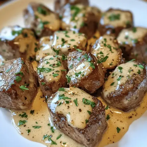 Garlic Butter Steak Bites with a Rich Parmesan Cream Sauce