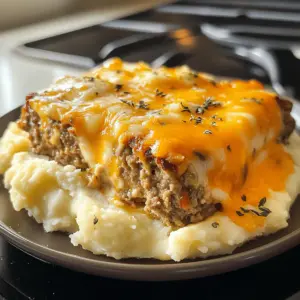 Meatloaf with Mashed Potatoes and Cheese