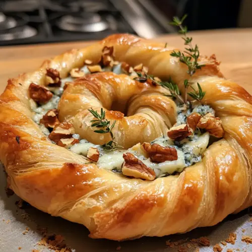 Blue Cheese, Walnut, and Thyme Pull Apart Puff Pastry Twirl
