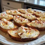 Sweet and Spicy Whipped Feta Crostini with Hot Honey Magic
