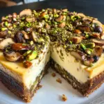 Pistachio and Mushroom Cheesecake with Feta & Parmesan Crust