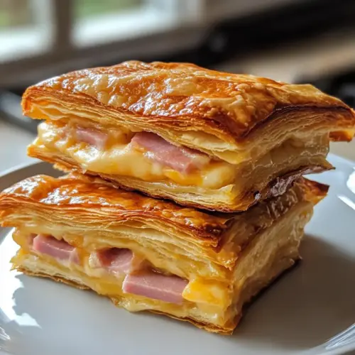 Crispy Ham & Cheese Puff Pastry Stacks