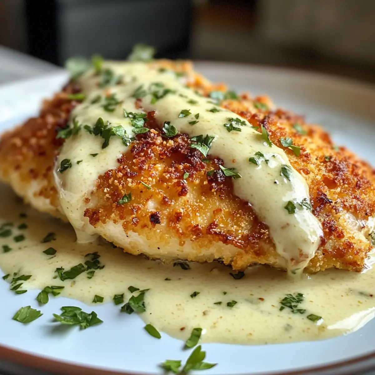 Parmesan Chicken with Garlic Cream Sauce