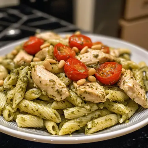 Creamy Pesto Chicken with Roasted Tomatoes