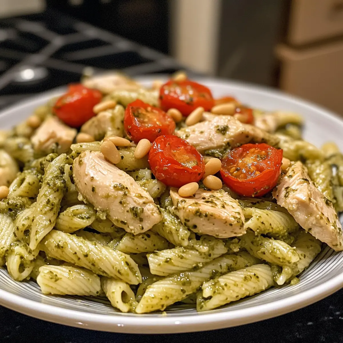 Creamy Pesto Chicken with Roasted Tomatoes