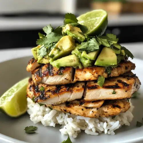 Honey Lime Chicken & Avocado Rice Stack