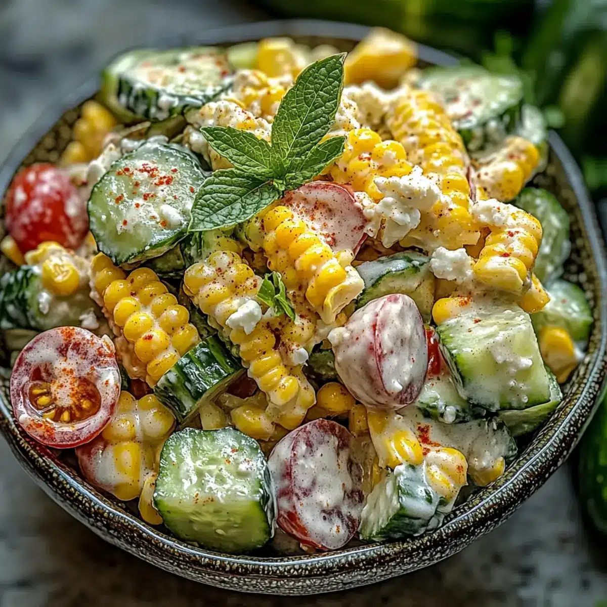 Street Corn Creamy Cucumber Salad