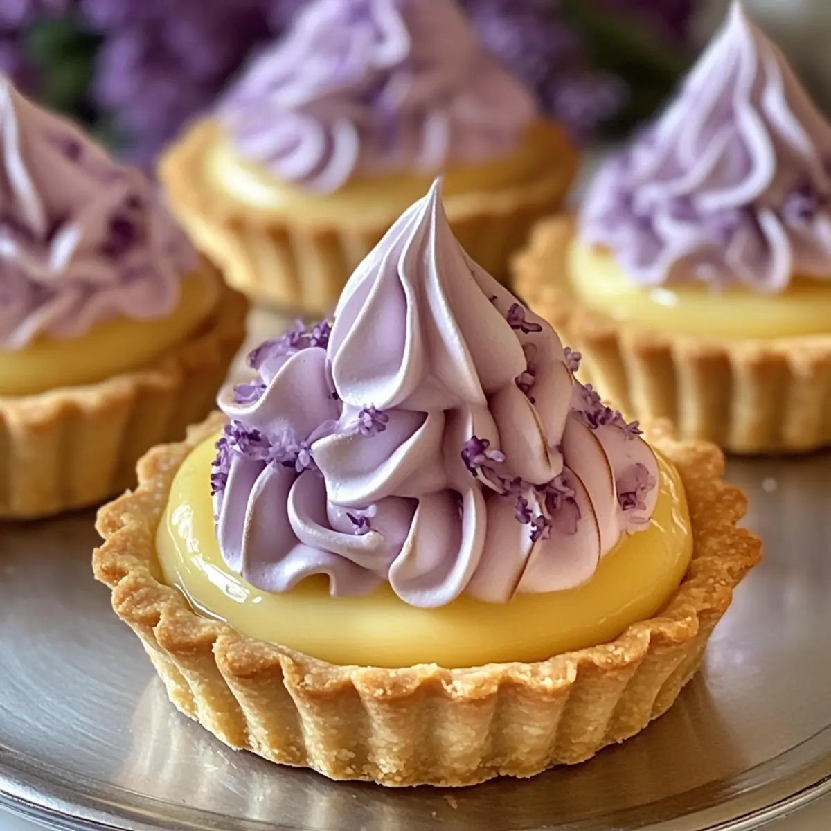 Mini Lemon Tart with Lilac Meringue