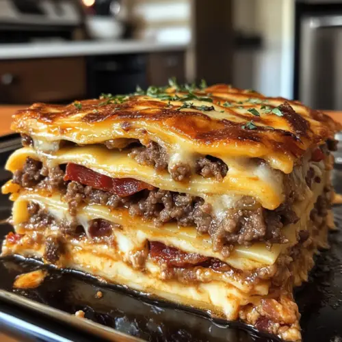 Parmesan Garlic Bacon Cheeseburger Lasagna