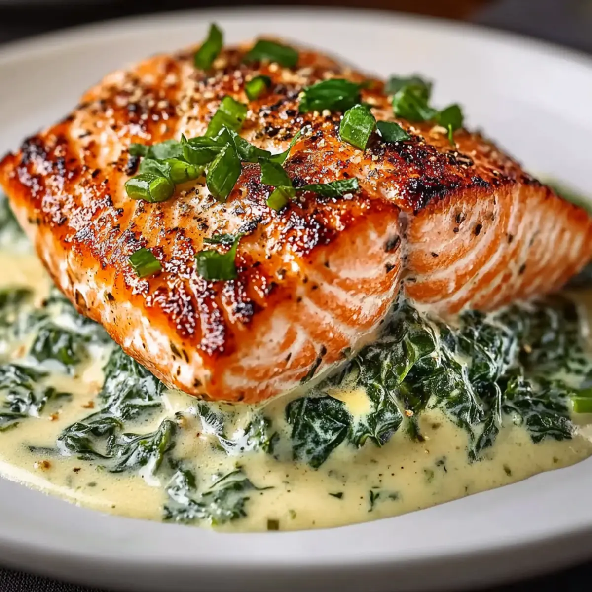 Creamy Spinach Stuffed Salmon