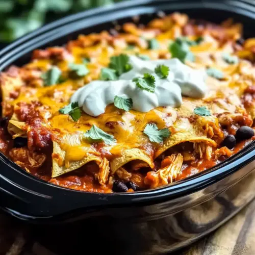Crockpot Chicken Enchilada Casserole