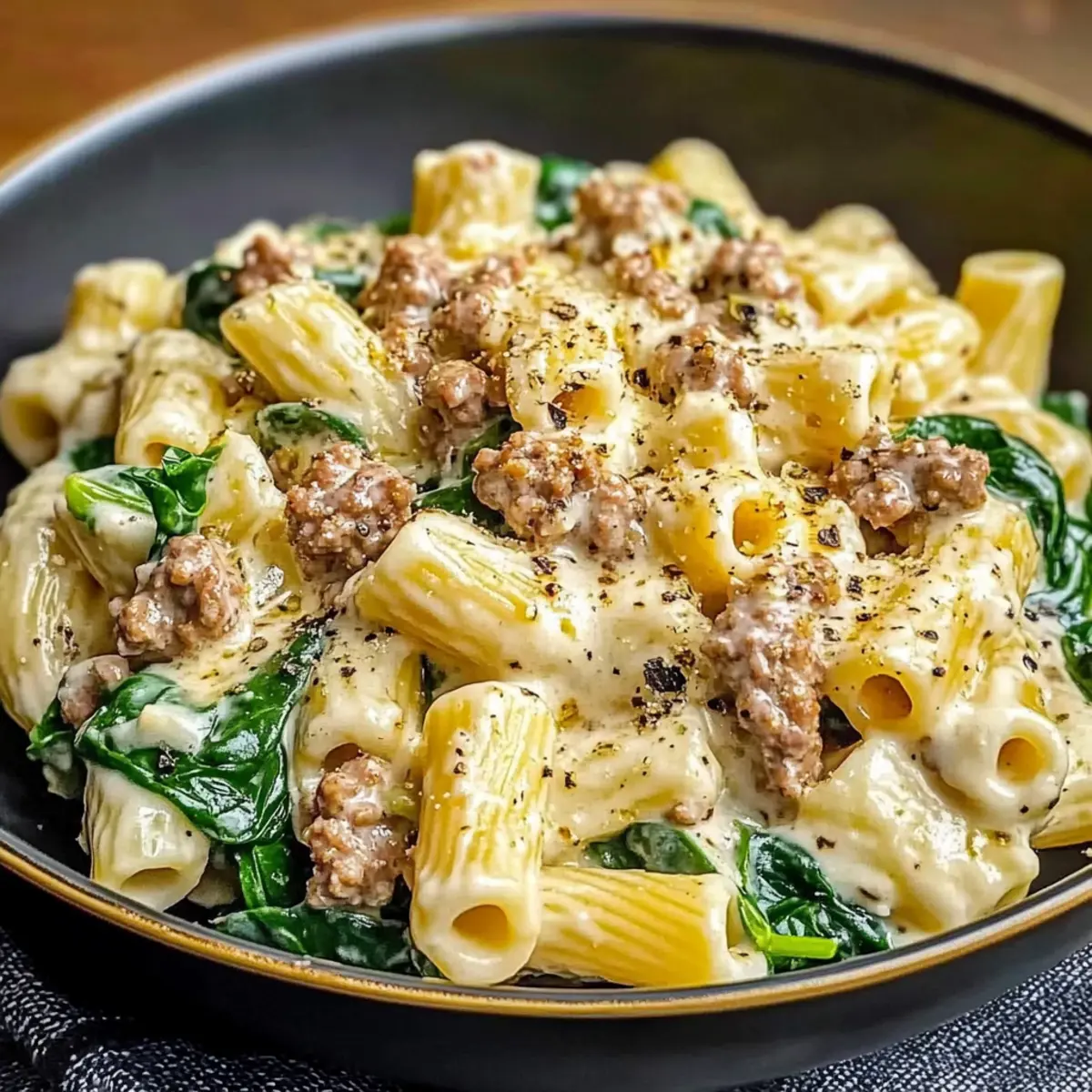 Creamy Ground Turkey Spinach Pasta
