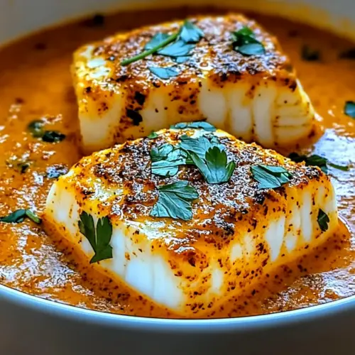 Cod in Roasted Red Pepper Sauce
