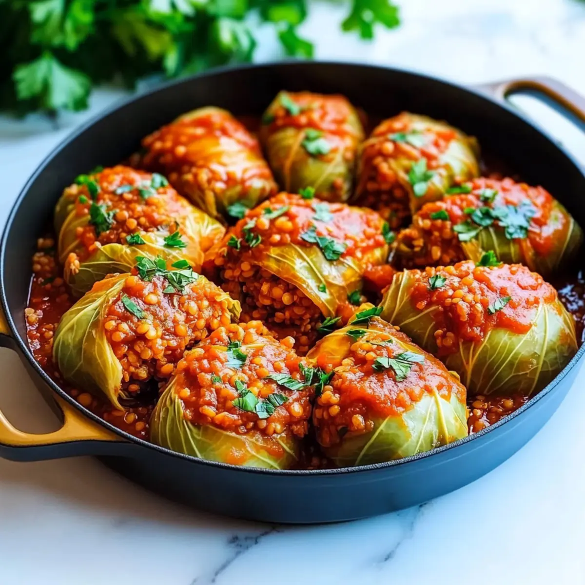 Lentil and Rice Stuffed Cabbage Rolls
