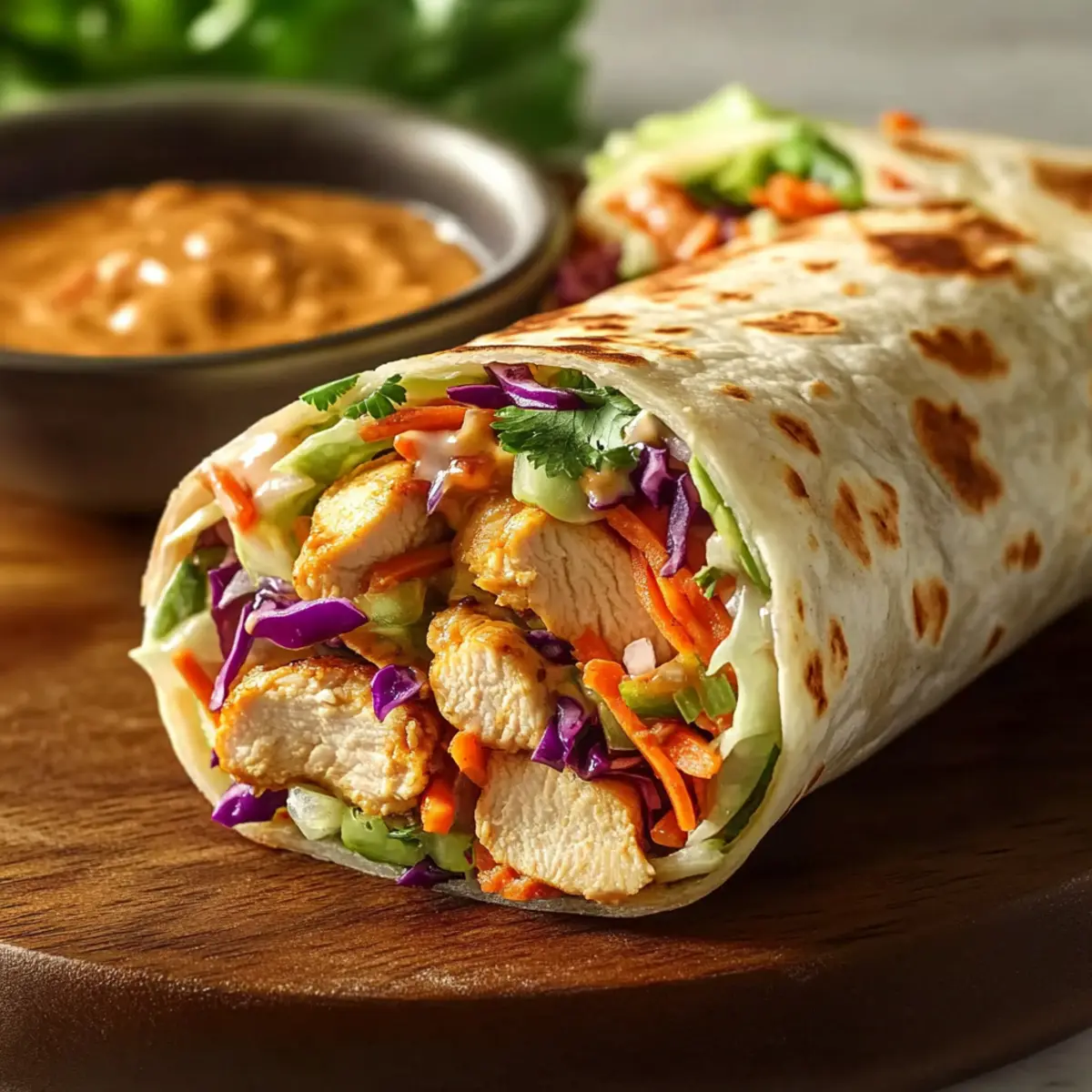 Thai Chicken Wrap with Peanut Sauce