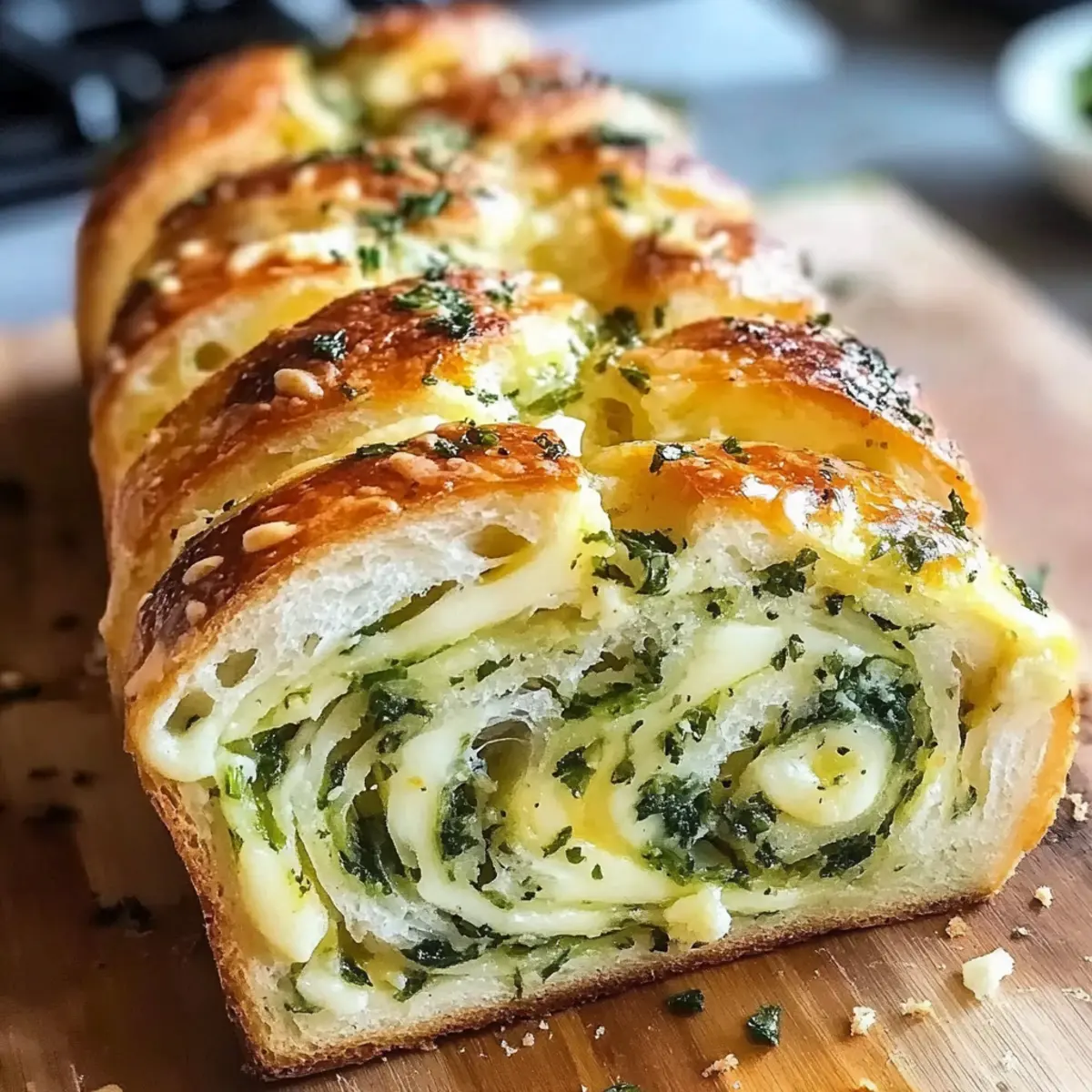 Swirled Garlic Herb and Cheese Bread