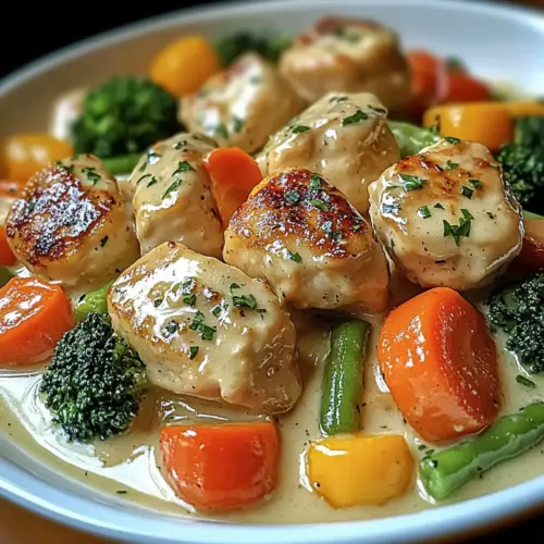 Creamy Garlic Chicken with Fresh Veggies