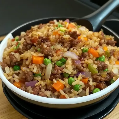 Savory Onion Beef Fried Rice