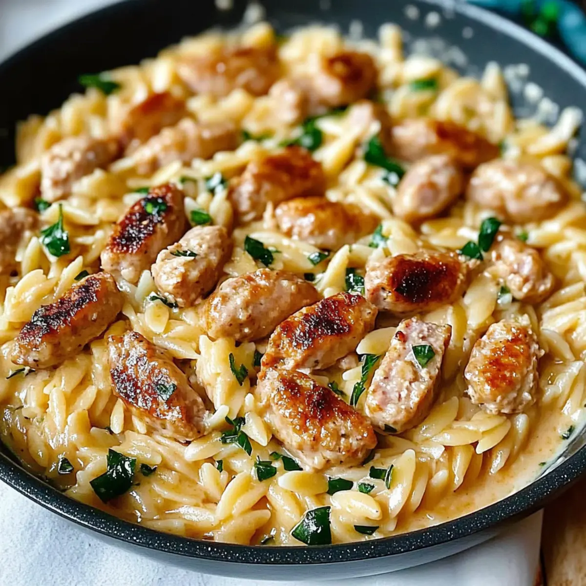 Creamy Chicken Sausage Orzo