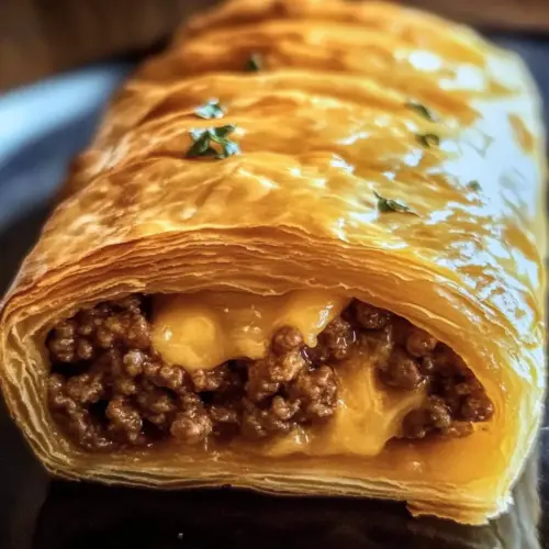 Savory Meat and Cheese Puff Pastry Roll