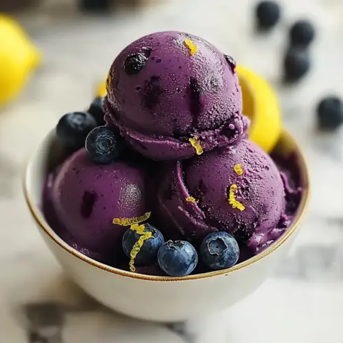 No Churn Blueberry Lemon Sorbet