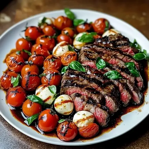 Grilled Flank Steak Caprese with Balsamic Dressing