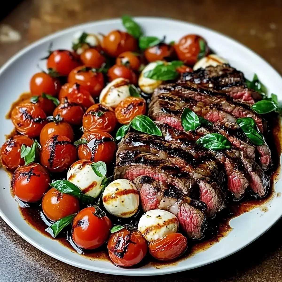 Grilled Flank Steak Caprese with Balsamic Dressing