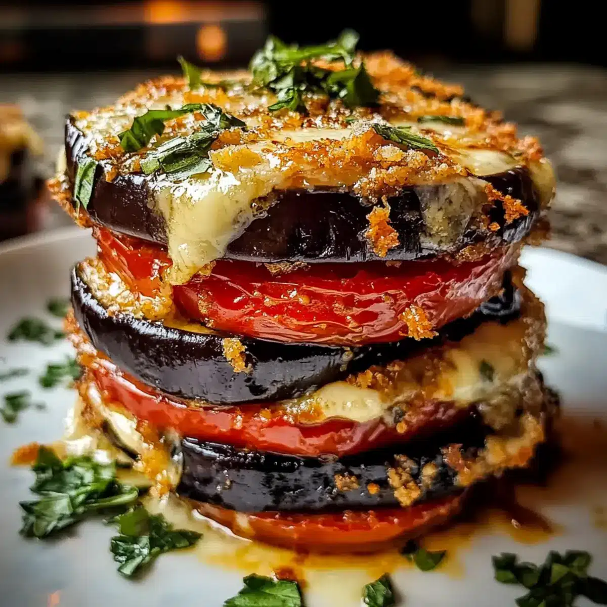 Baked Eggplant and Tomato Stacks
