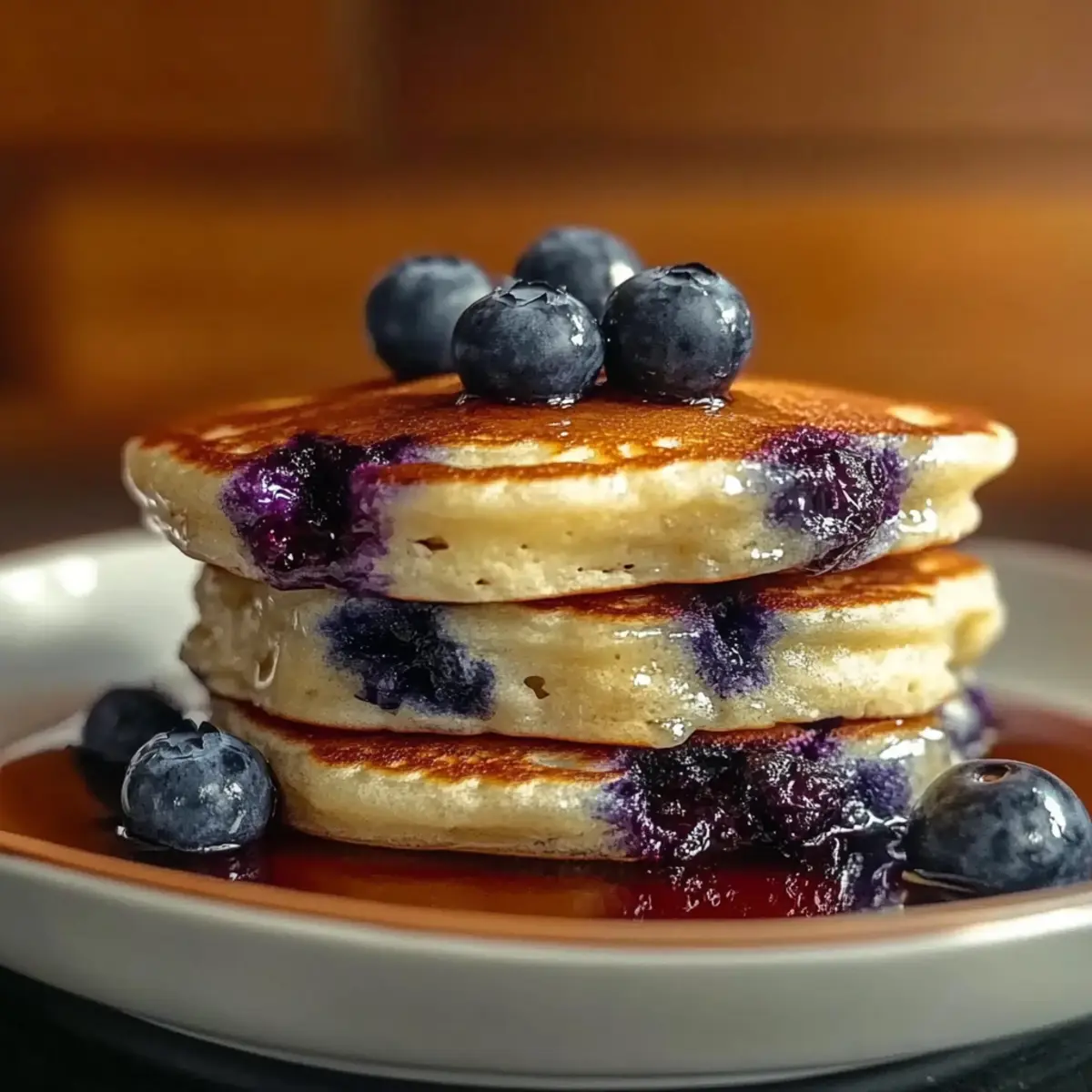 Fluffy 4-Ingredient Blueberry Pancakes