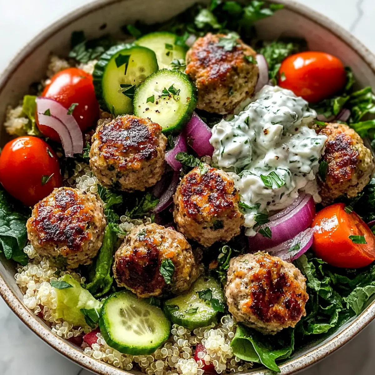 Greek Turkey Meatball Bowls