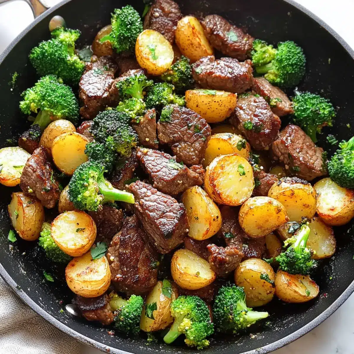 Garlic Steak Bites and Potatoes