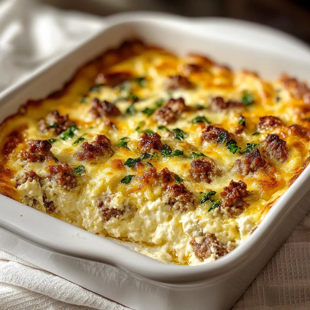 Cheesy Turkey Sausage Breakfast Casserole