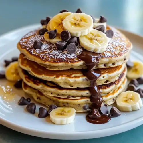 Chocolate Chip Banana Protein Pancakes