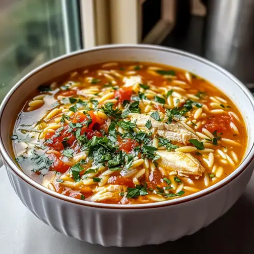 Warm Chicken Orzo Tomato Soup