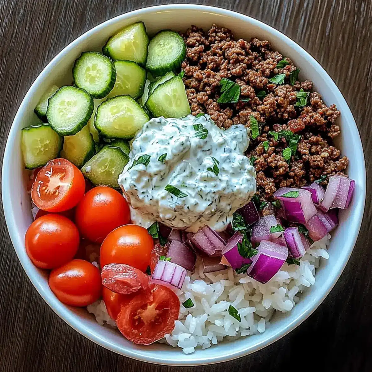 Mediterranean Ground Beef Bowl