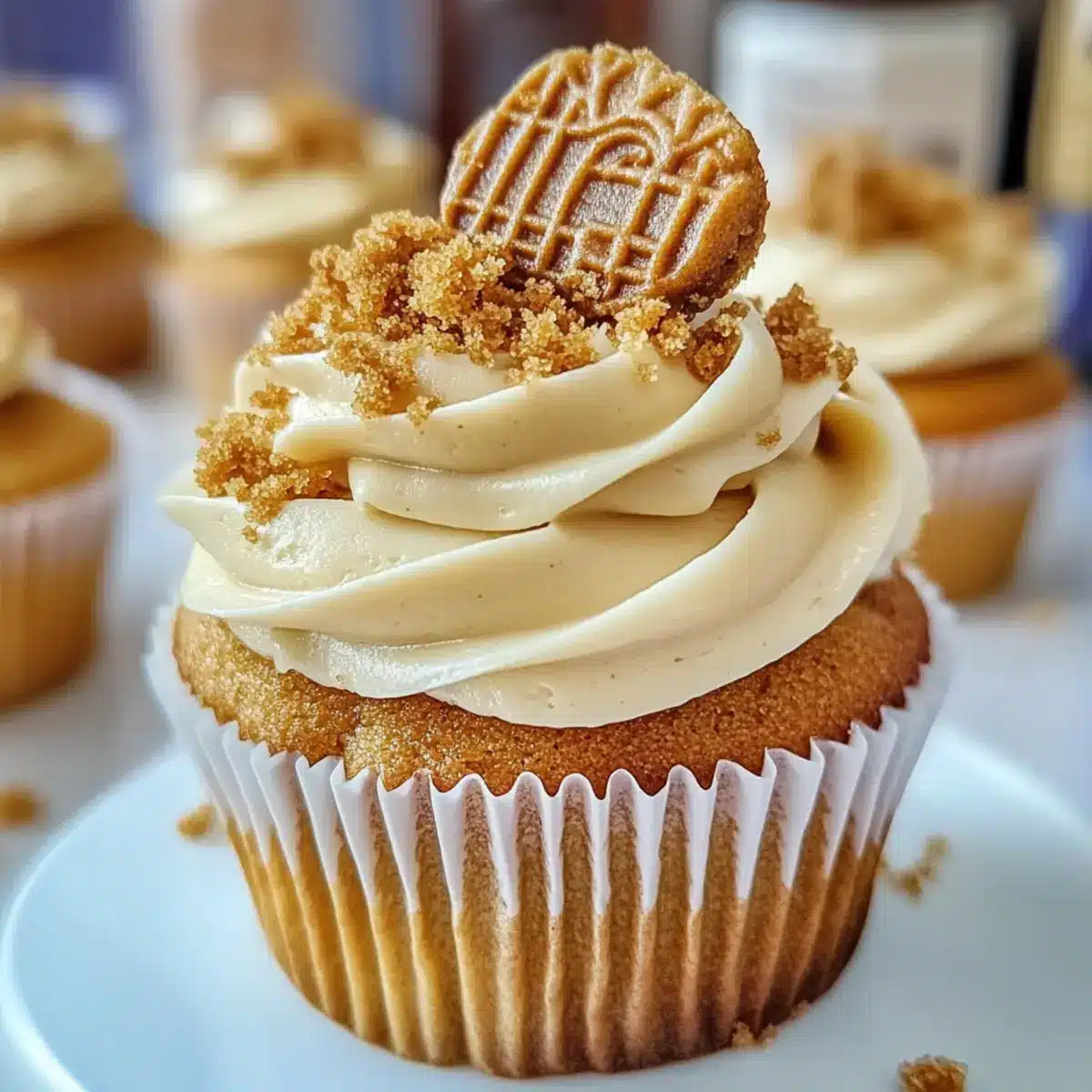 Biscoff Filled Cookie Butter Cupcakes