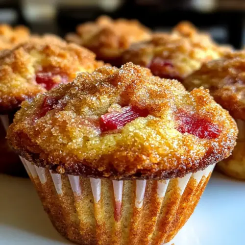 Rhubarb Muffins With Cinnamon Sugar Topping