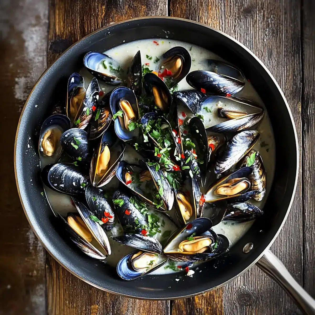 Mussels in Garlic Miso Broth