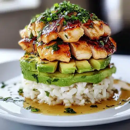 Honey Lime Chicken Avocado Rice Stack