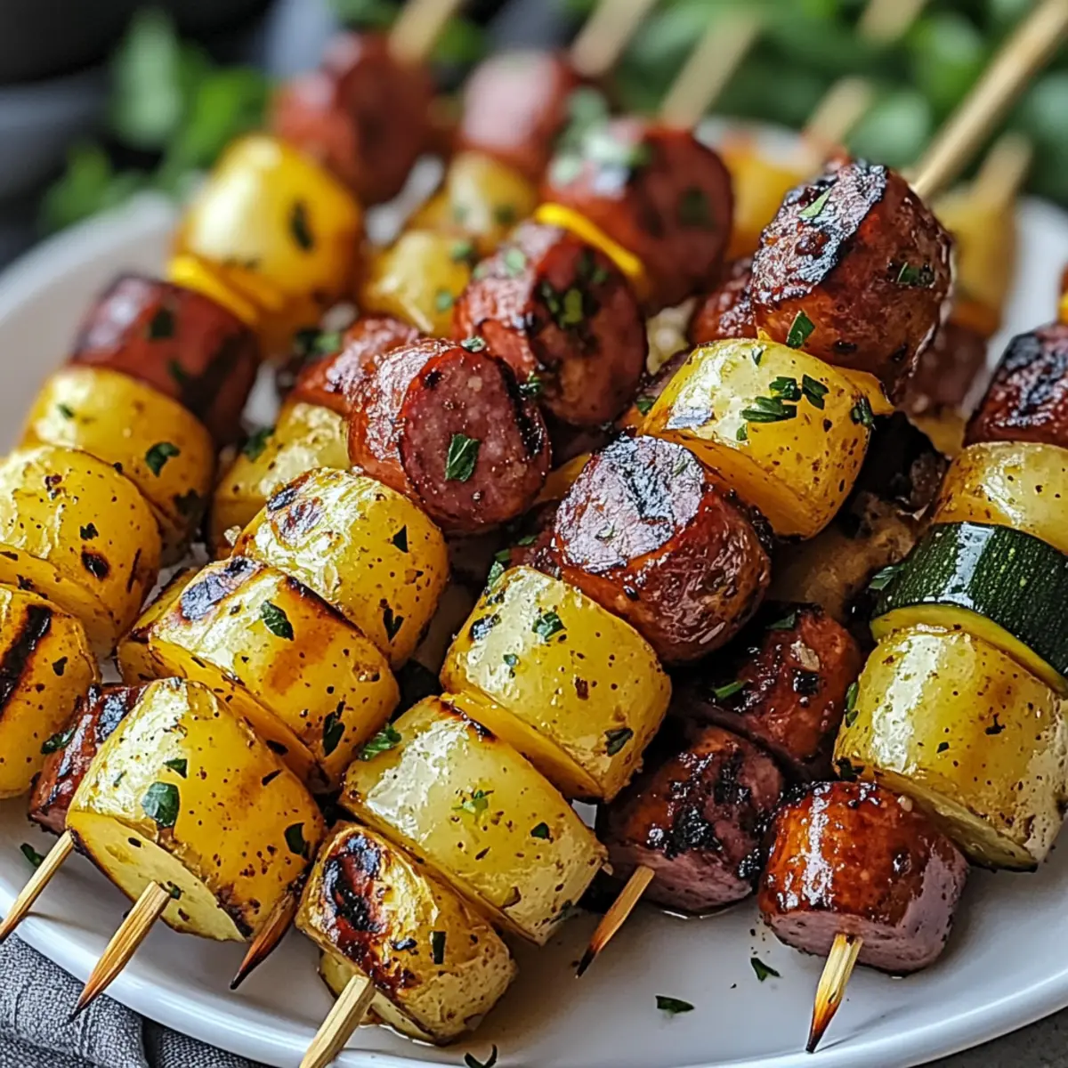 Cowboy Butter Kielbasa and Potato Skewers