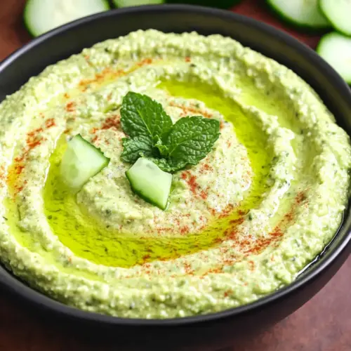 Green Pea Hummus with Cucumber & Mint