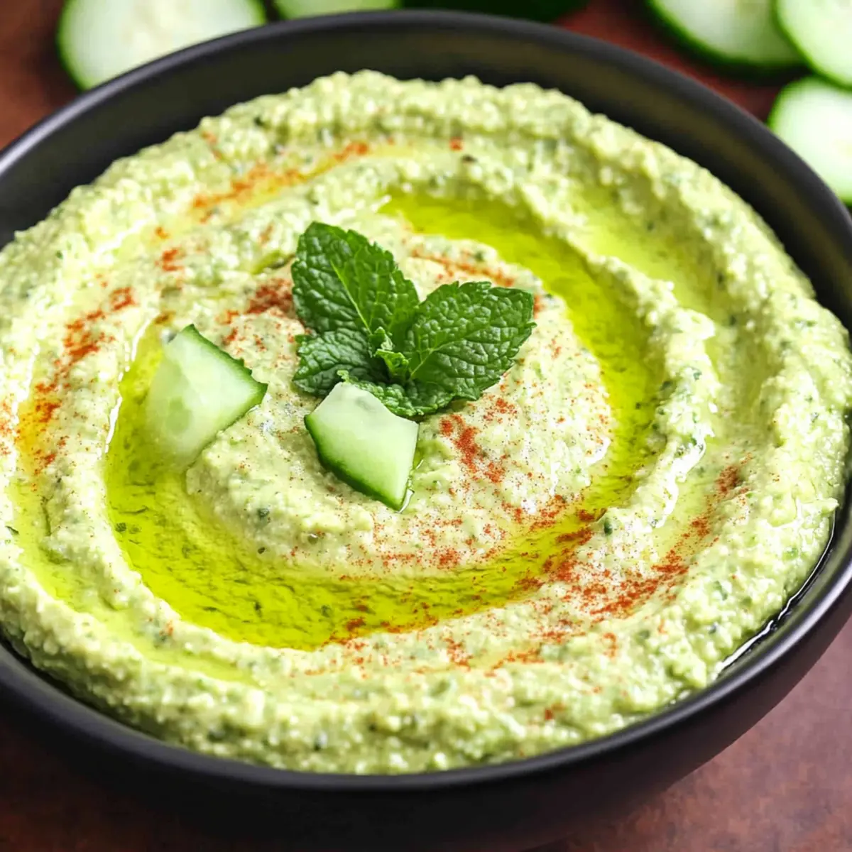 Green Pea Hummus with Cucumber & Mint