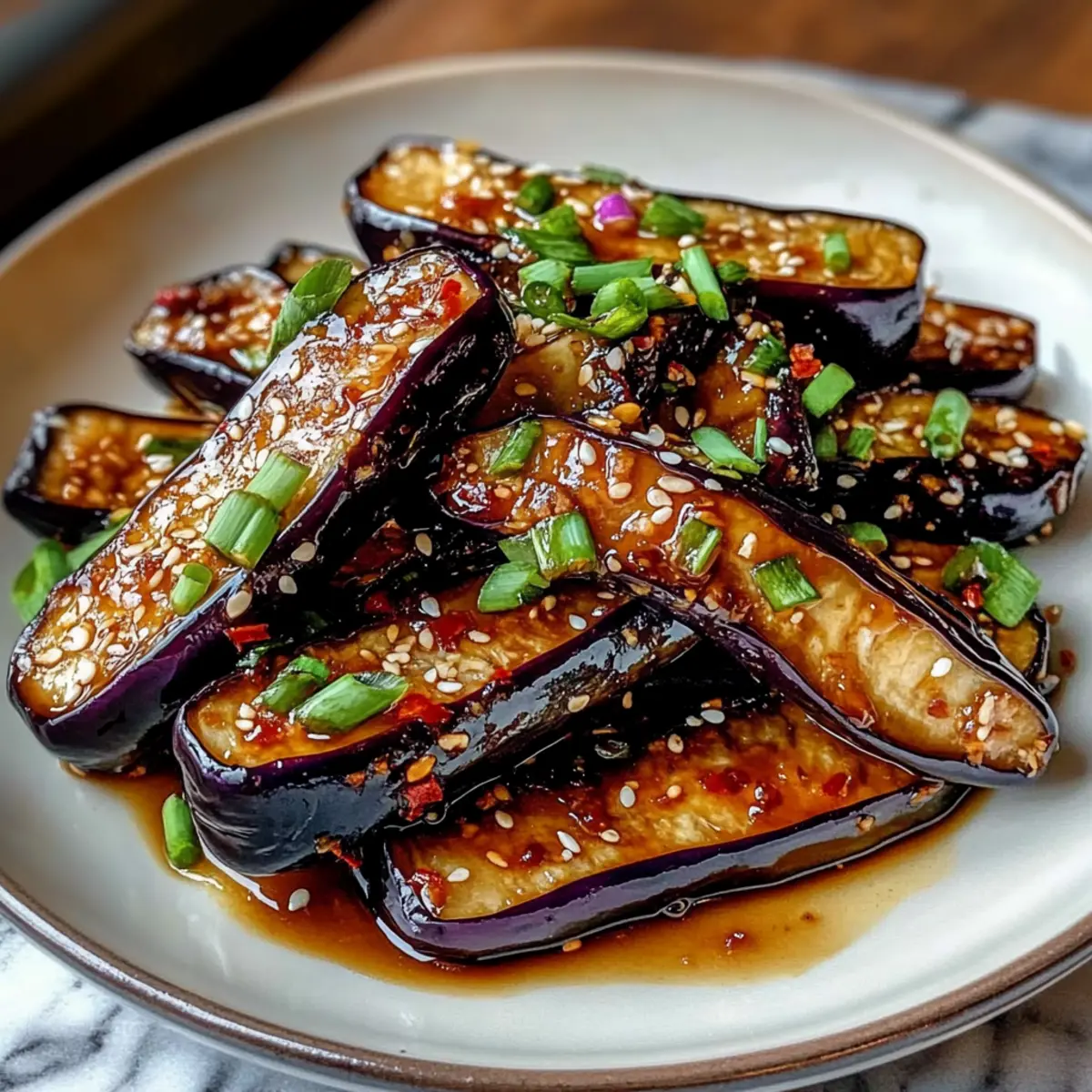 Crispy Eggplant Tossed in Garlic Soy Glaze