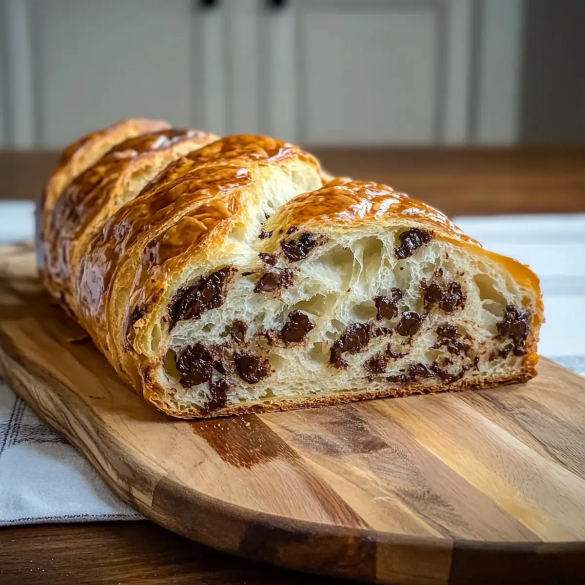 Sourdough Chocolate Chip Croissant Bread