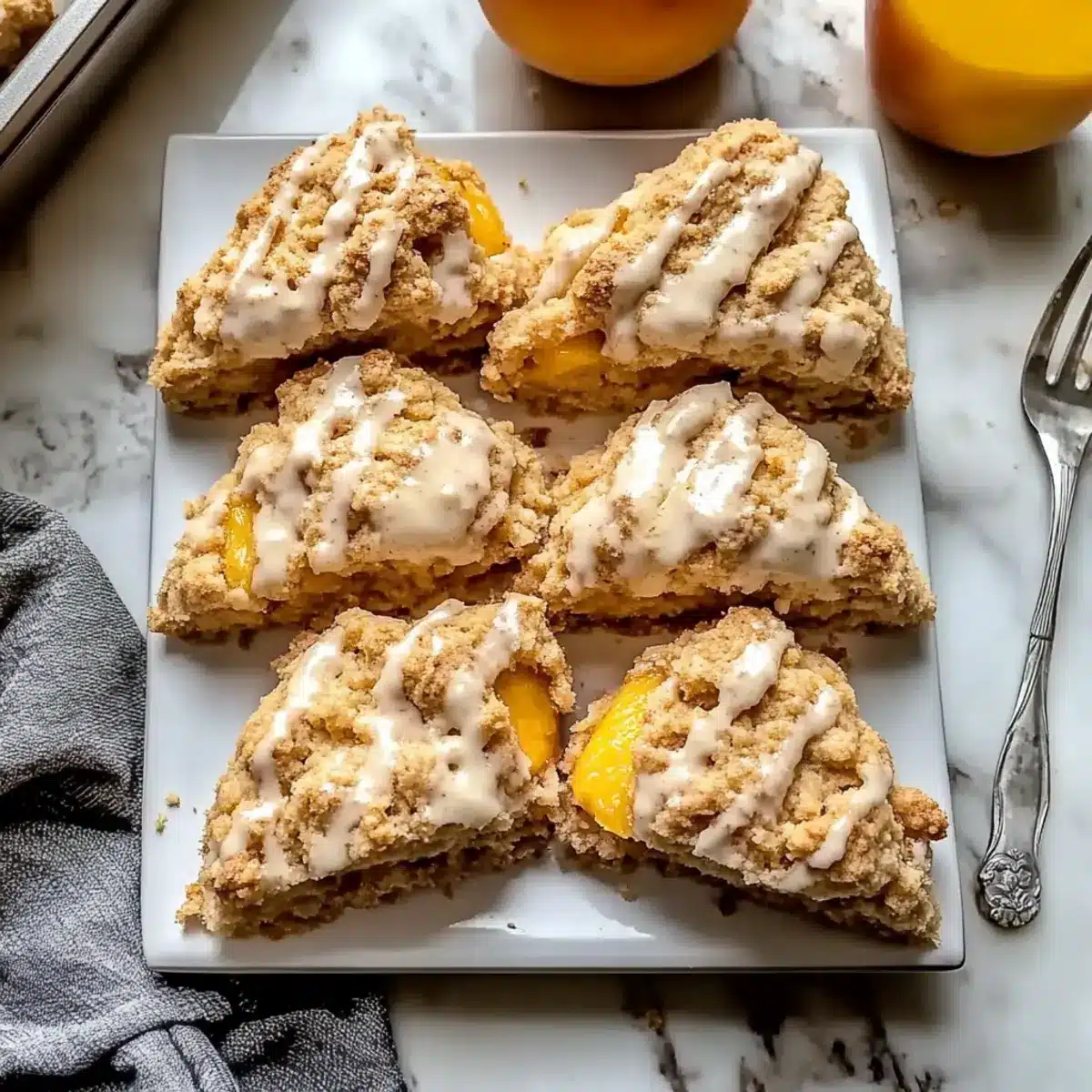 Buttery Peach Cobbler Scones