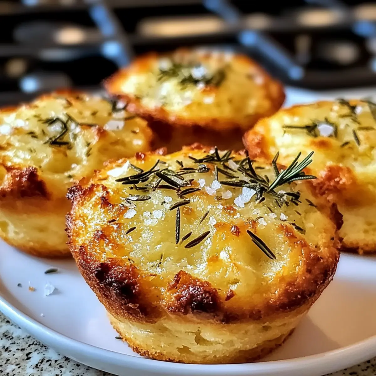 Golden Crust Garlic Rosemary Focaccia Muffins