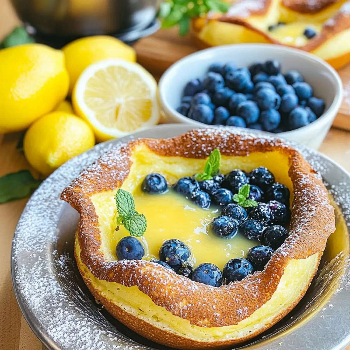 Dutch Babies with Lemon Curd and Blueberries