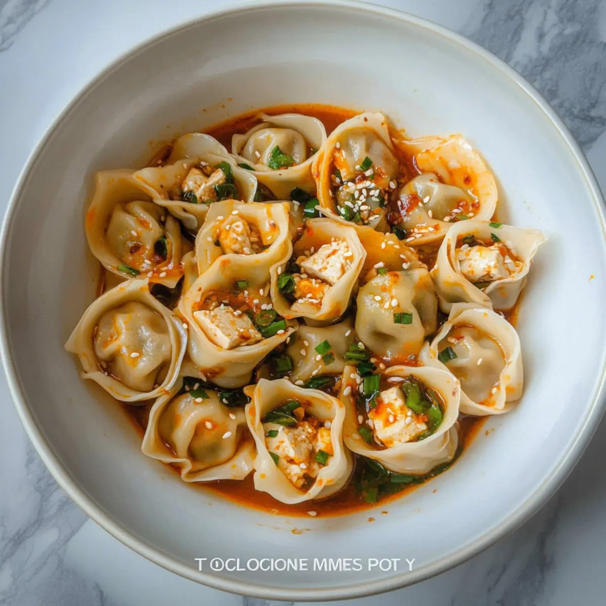 Tofu and Chive Wontons in Chili Broth